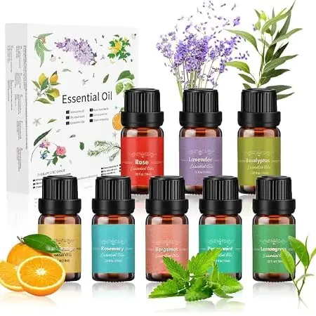 Ätherisches Öle Set 8 x 10 ml - 100% Naturrein für Diffuser, Seife, Kerzen und SPA