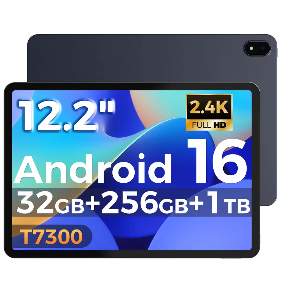 Tablet 12.2 Zoll Android 32GB RAM + 256GB ROM, 2400x1600 IPS, Octa-Core, 5+16MP, Gemini AI, Wasserfest/IP54, Schnellladung