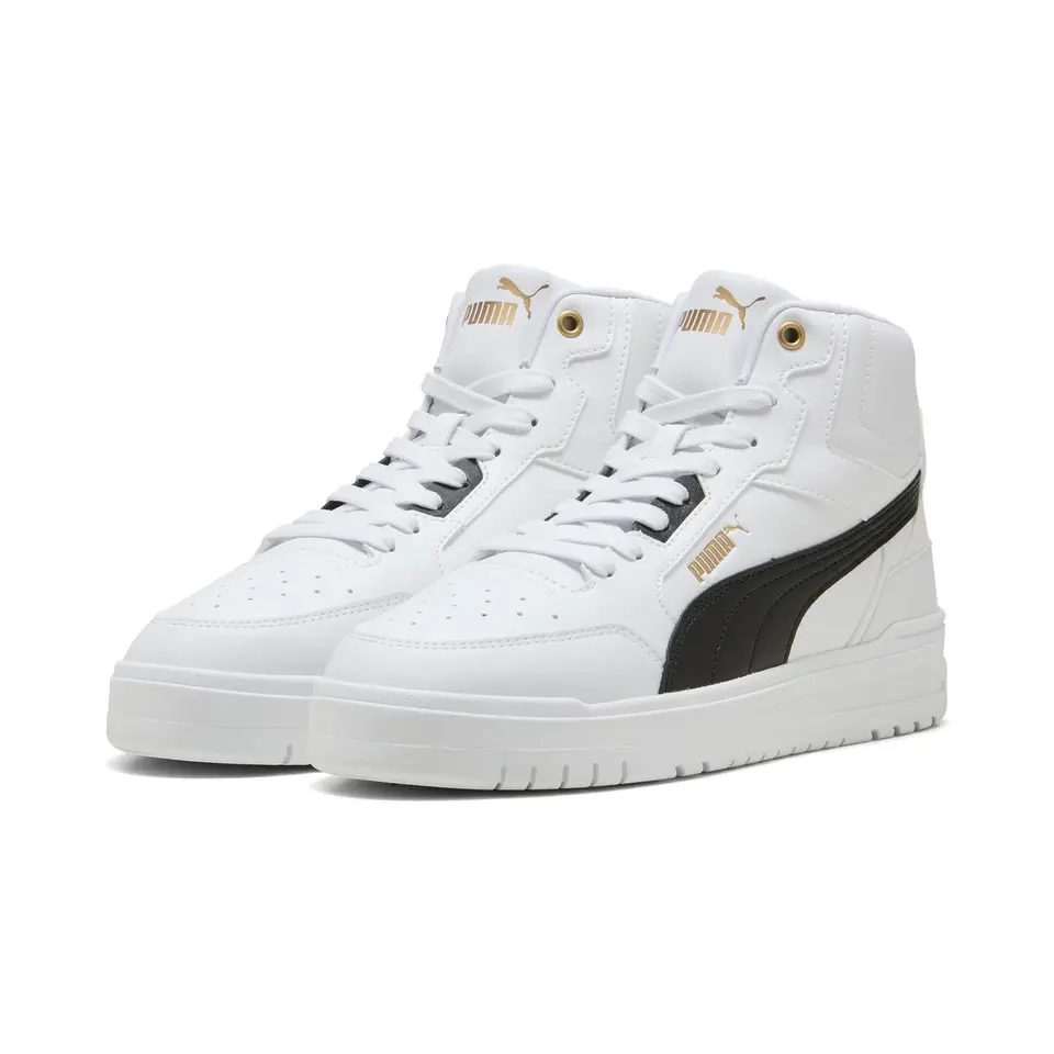 Puma Unisex Shuffle Downtown MidSneaker, Weiß, Schwarz, Gold, 48.5 EU