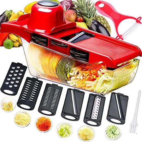 Gemüseschneider Mandoline mit 6 Edelstahlklingen – Ideal für Kartoffeln, Tomaten, Zwiebeln und Käse