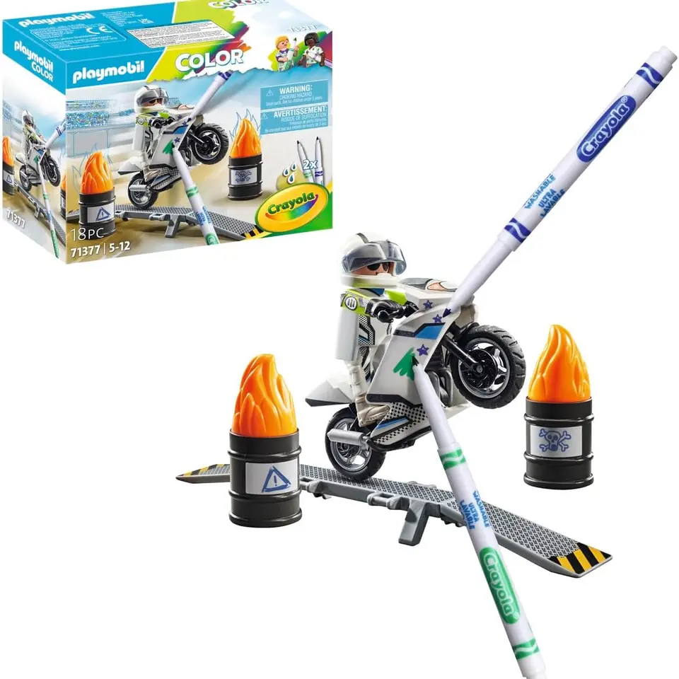 PLAYMOBIL Color 71377 Motorrad - Kreatives Fahrzeugdesign mit Zubehör für actiongeladene Stunts, Spielzeug für Kinder ab 5 Jahren