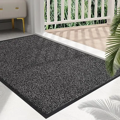 Mibao Fußmatte 40x60cm Schwarz Grau, Rutschfest & Waschbar für Innen & Außen