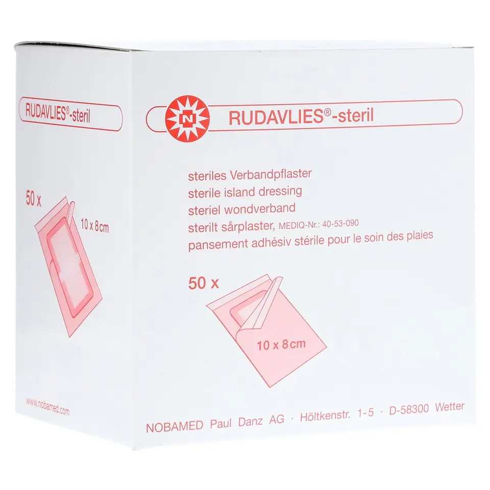 Rudavlies Steril - sterile Wundpflegepflaster 10x8 cm (50 Stück)