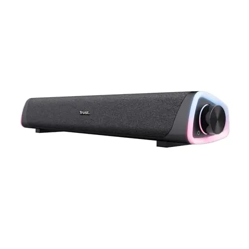 Trust Liro Soundbar 12W - Stereo Lautsprecher mit RGB-LED, USB und AUX für PC, Laptop, Tablet, TV - Schwarz