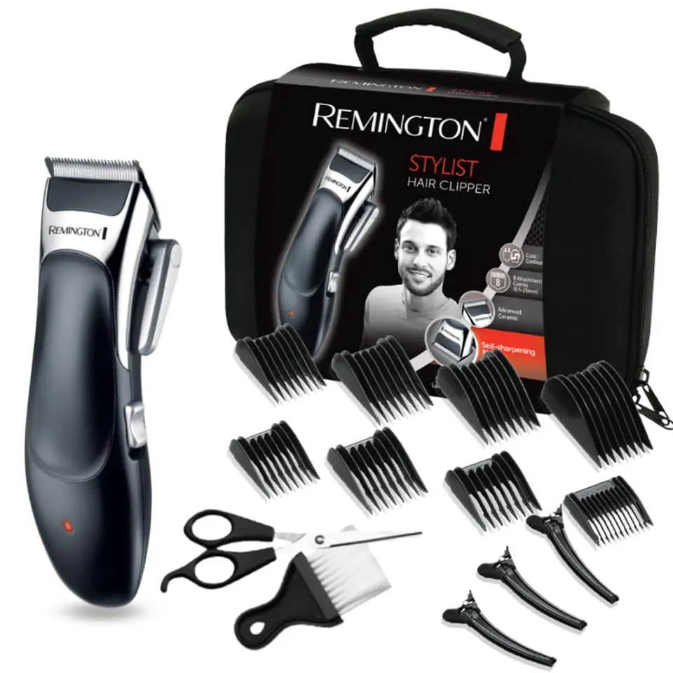 Remington Haarschneidemaschine Profi mit Keramik-Klingen, 8 Aufsteckkämme, Akku/Netz, Koffer – HC363C