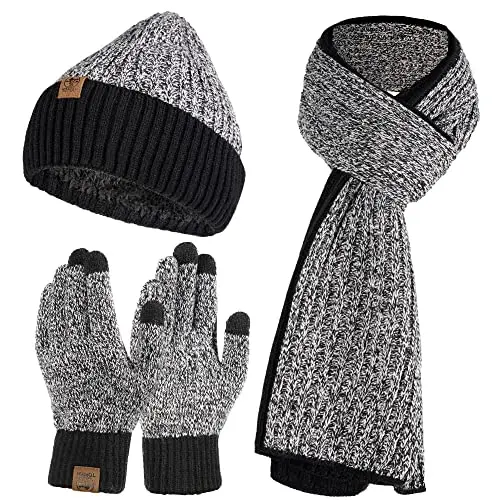 Tofern Winter Set: Mütze, Schal & Handschuhe für Damen und Herren – Weiche und warme Beanie Mütze mit langem Schal