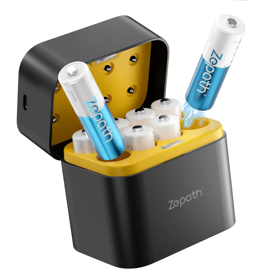 Zepath wiederaufladbare AA Lithium Akkus 1,5V 3000mWh, 8 Stück mit Ladegerät