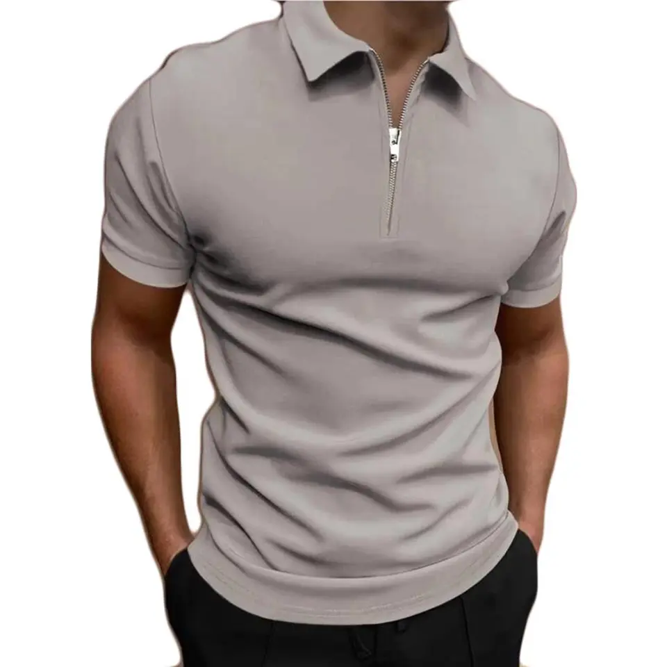 KOG Poloshirts für Herren, Kurzarm, Einfarbig, Baumwolle, Freizeit Streetwear, Teenager, Prime Grau, L