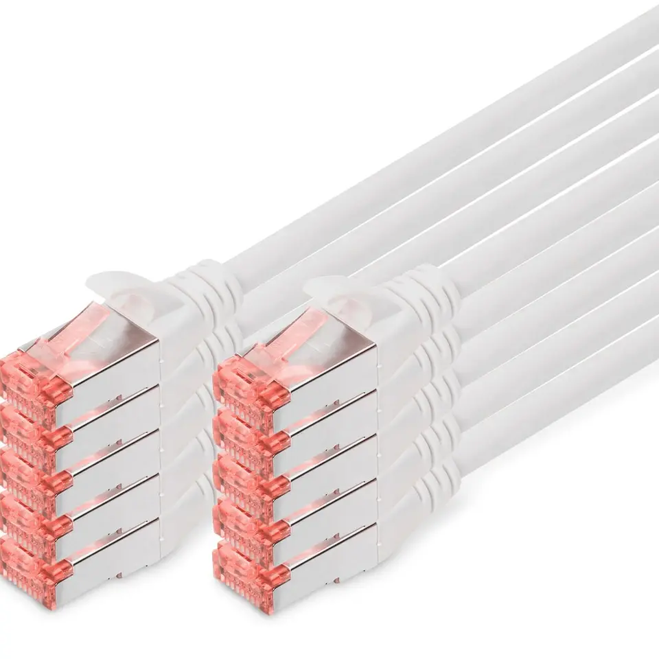 DIGITUS LAN Kabel Cat 6 1 m, 10 Stück, S/FTP geschirmt, Grau