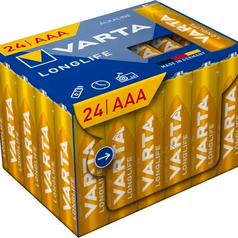 VARTA AAA Batterien, 24 Stück, Longlife, 1,5V, ideal für Fernbedienungen und Uhren, zu 90% recycelte Verpackung