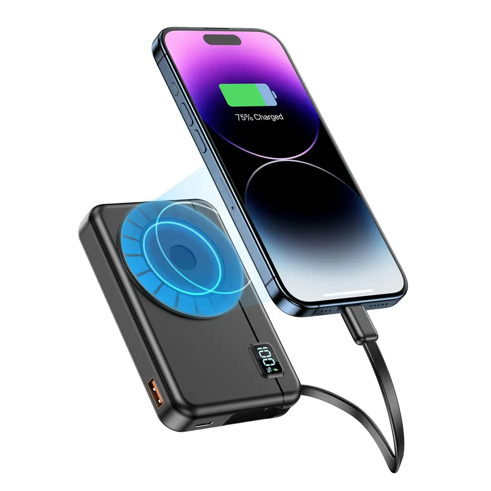 Moscsaz Powerbank für Magsafe 10000mAh, kabellose externe Handyakkus mit USB-C, LED-Anzeige, kompatibel mit iPhone 12-16 und Galaxy