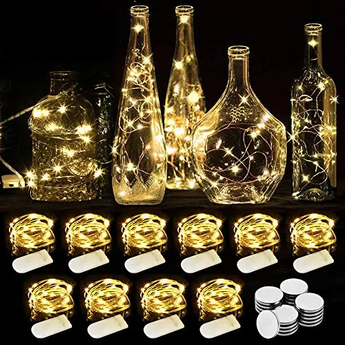 WEARXI Lichterkette 10 Stück 2M Mini LED Batteriebetrieben für Zimmer, Hochzeits- und Weihnachtsdeko
