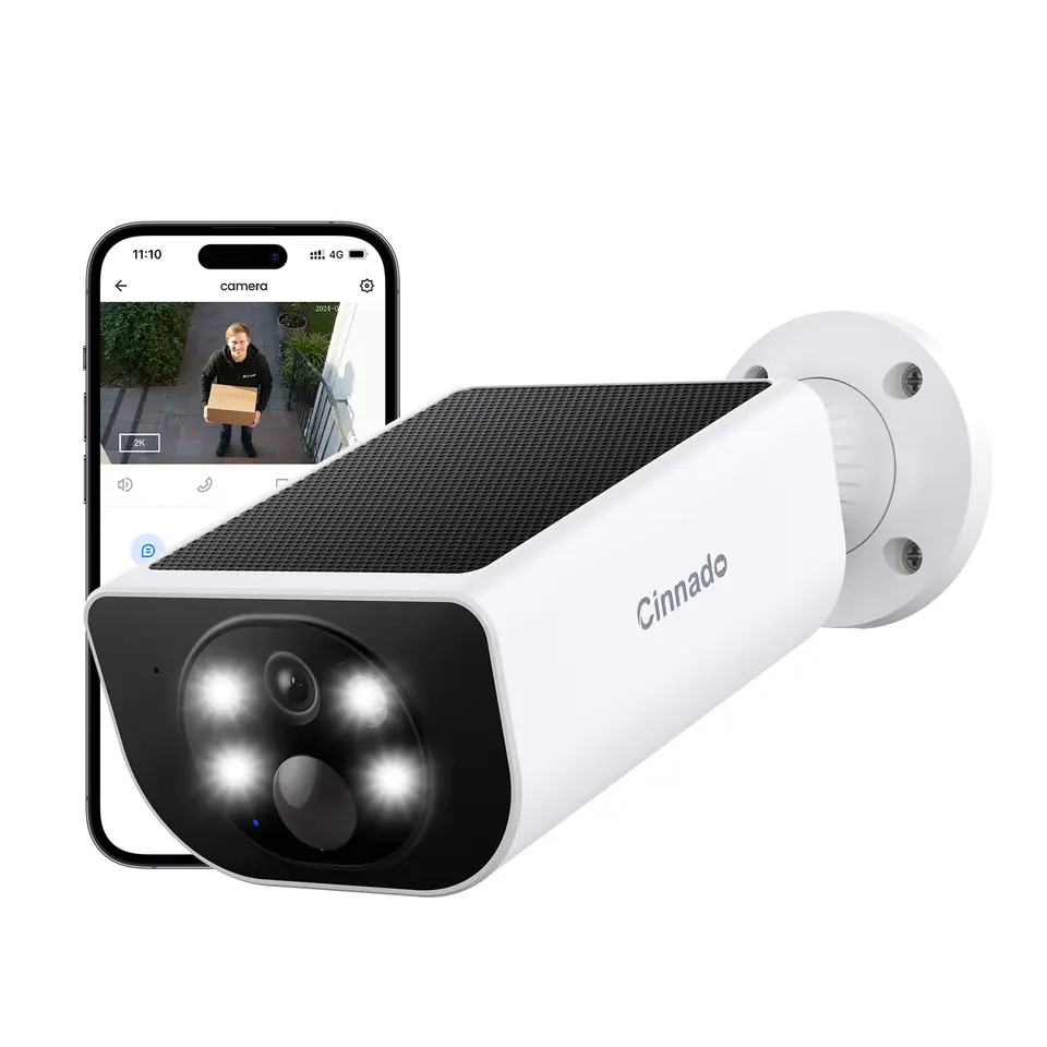 Cinnado Überwachungskamera Außen Solar Akku - 2K Kabellose Kamera mit 2,4 GHz WLAN, 2-Wege-Audio, IP65, Farbnachtsicht, PIR-Bewegungserkennung, S1