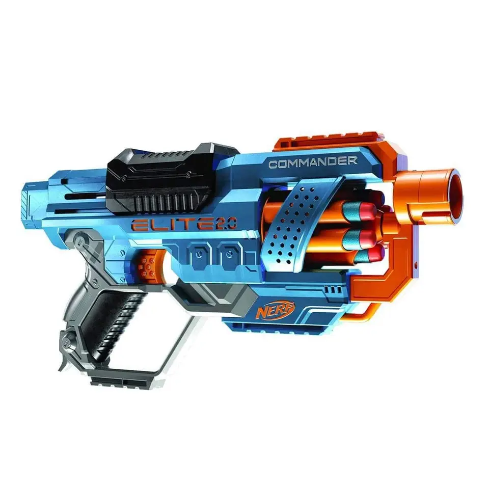 NERF Elite 2.0 Commander RD-6 Blaster mit 12 Darts, 6-Dart Rotation, Tactical Rail, Befestigungspunkte, Mehrfarbig, ca. 6.7 x 36.2 x 24.1 cm