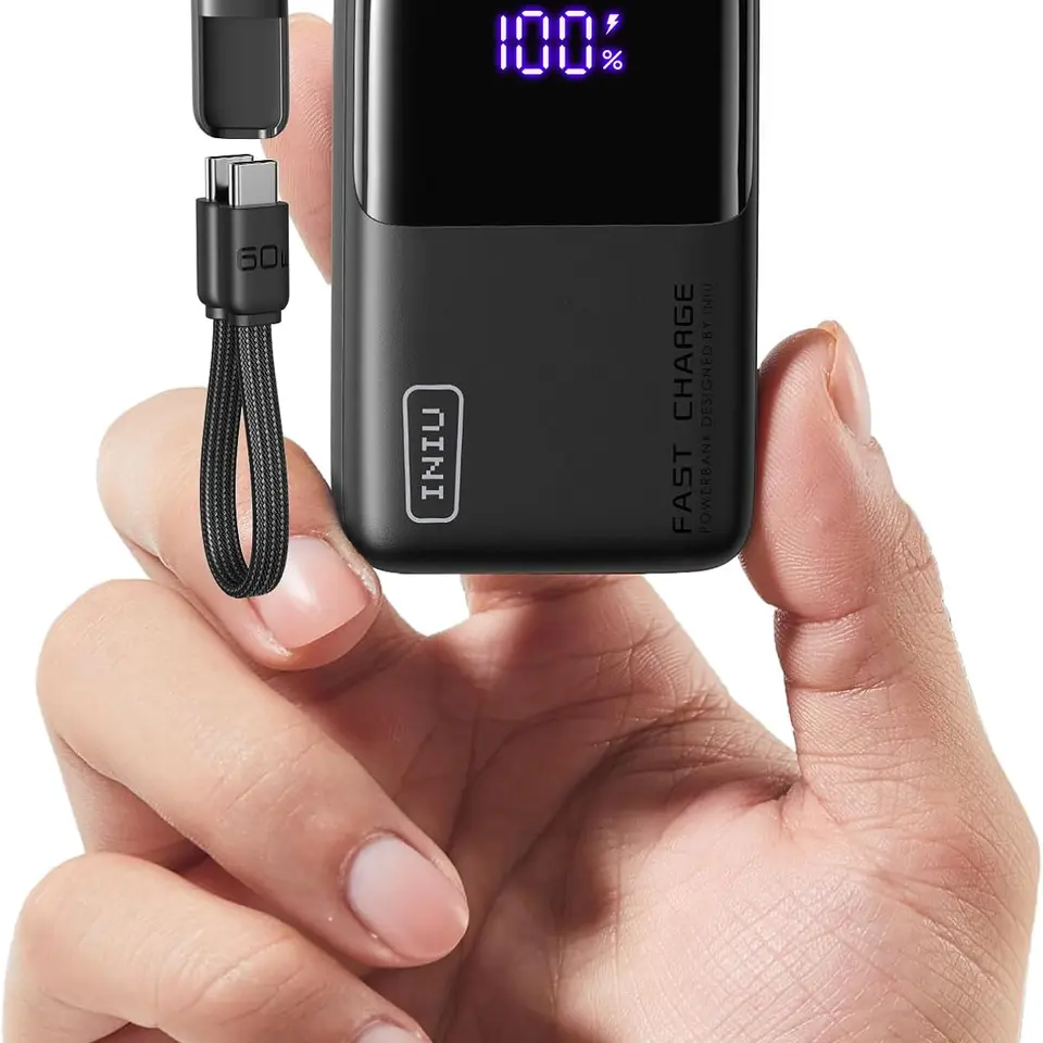 INIU Ultra Mini Powerbank, 10000mAh, 45W Schnellladen mit USB-C Kabel