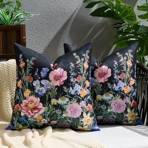 Bunte Frühlings-Kissenbezüge 40x40 cm, wetterfestes Outdoor-Polster, florales Design, dekorativ für Wohn- und Schlafzimmer, scandi Stil
