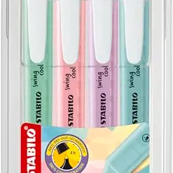 STABILO Textmarker swing cool Pastel 4er Pack - Minzgrün, Rosé, Lila, Türkis