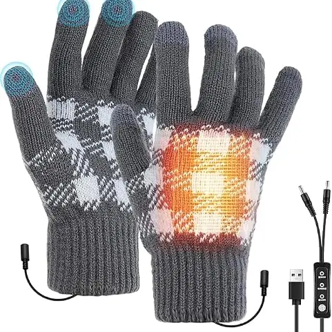 Gkstly USB Beheizte Handschuhe für Damen und Herren mit Touchscreen und 3 Temperaturstufen für drinnen und draußen