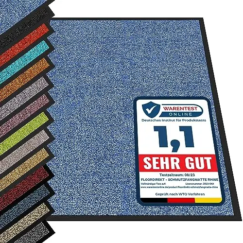 etm® Schmutzfangmatte - Fußmatte für Haustür innen & außen (Blau, 200x400 cm)