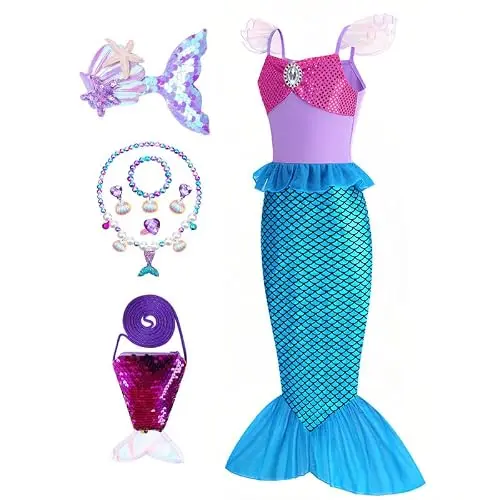 Prinzessin Kostüm für Mädchen, inklusive Zubehör, ideal für Karneval, Geburtstag und Halloween, violett