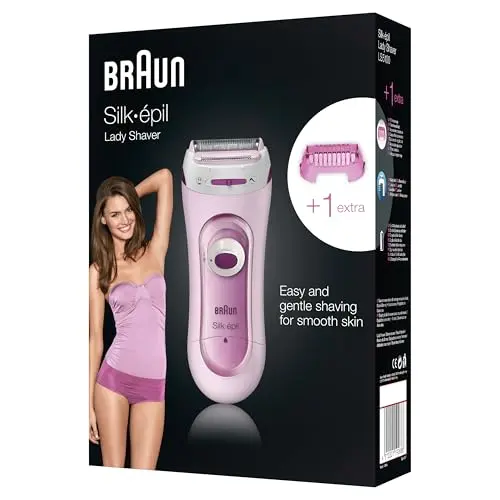 Braun Silk-épil Lady Shaver 5100, Kabelloser Damenrasierer für Wet & Dry, Pink