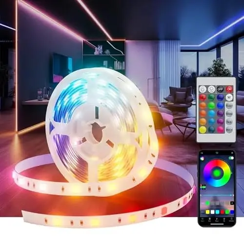 Lphianx LED-Leuchten für Schlafzimmer, 15 m, mit Musik-Synchronisation und Farbwechsel, für Zimmer und Party