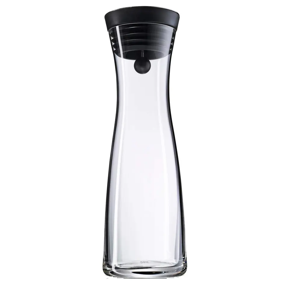 WMF Basic Wasserkaraffe aus Glas, 1 Liter, mit Deckel und Silikondeckel