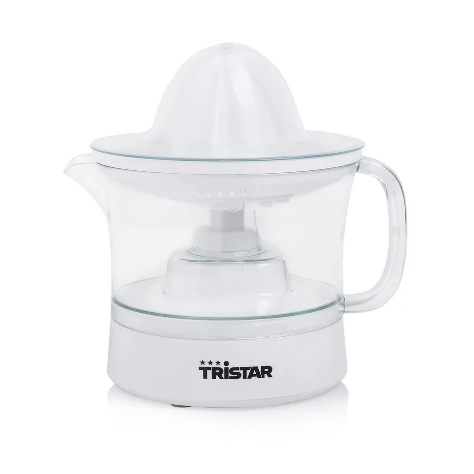 Tristar CP-3005 Zitruspresse mit Fruchtfleischfilter, 2 Presskegelgrößen, 500 ml Fassungsvermögen, abnehmbarer Behälter, rutschfeste Füße