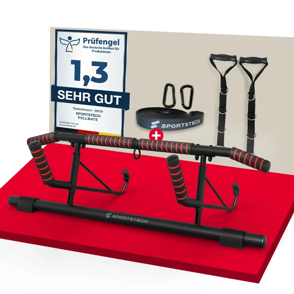 Sportstech Klimmzugstange Türrahmen + Pullmate Klimmzughilfe