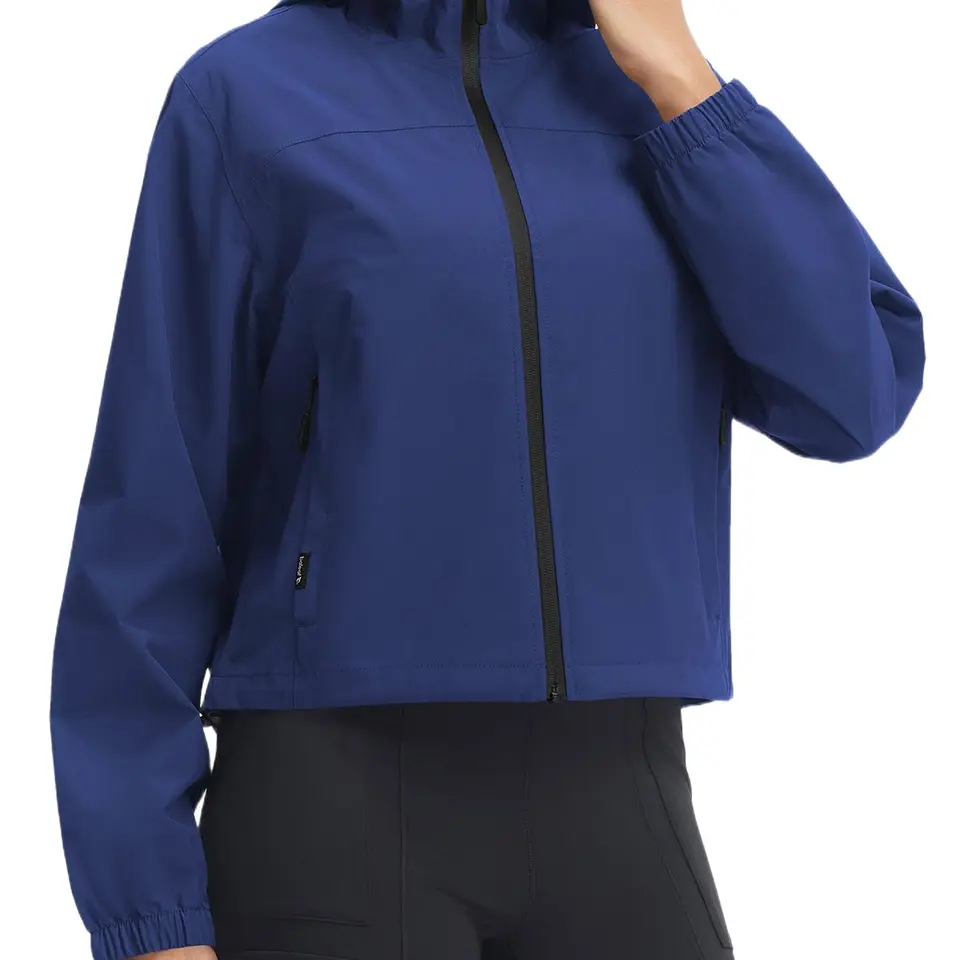 baleaf Damen Regenjacke Wasserdicht & Winddicht, kurz, marineblau, M