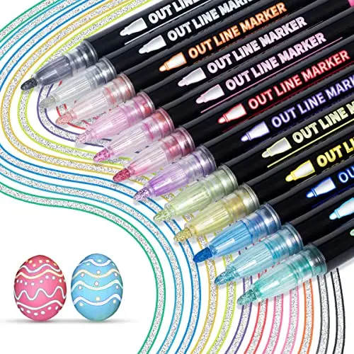 ANYUKE KERIFI Glitzerstifte – 12 Farben, magische Outline Marker, Ostergeschenke & Adventskalender