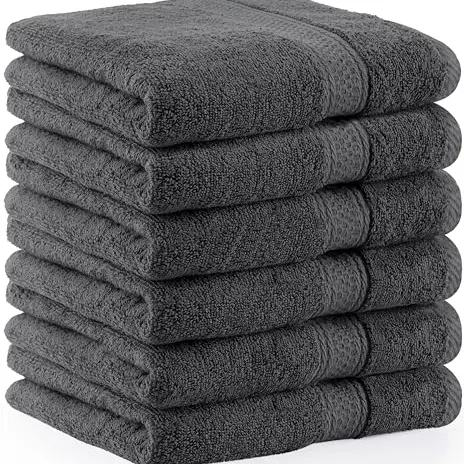 Utopia Frottee Handtücher Set - 6er Pack (50x100 cm, Grau) - 100% Baumwolle, weich und saugfähig