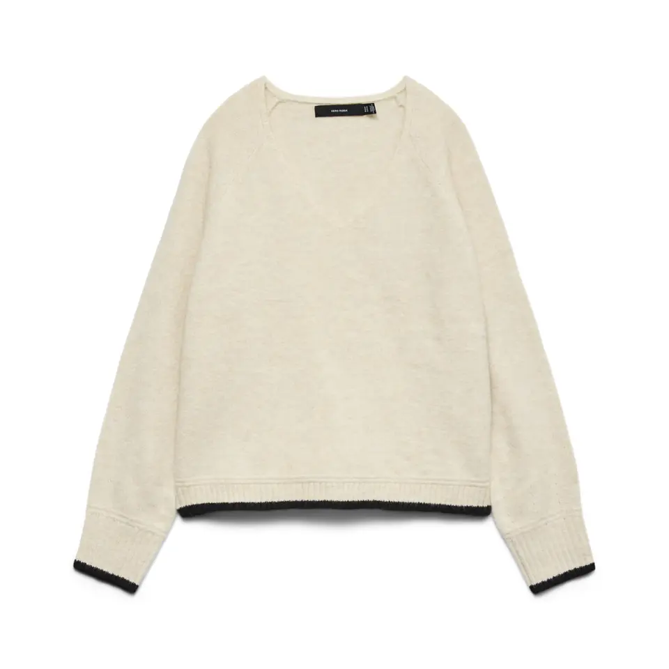 VERO MODA Damen Vmaquarius V-Neck Raglan Pullover, Birch, Größe L