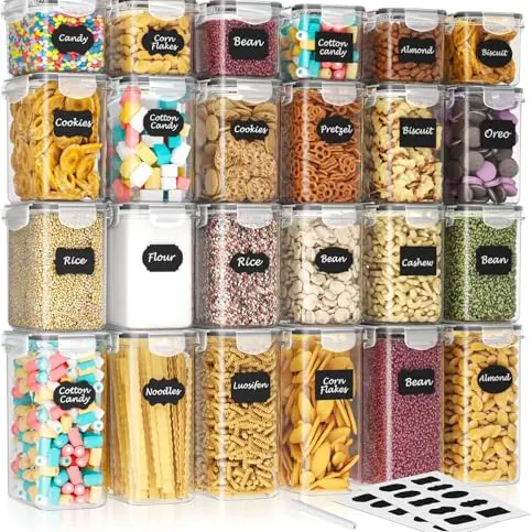 Storivo Frischhaltedosen – 24 luftdichte Vorratsdosen, BPA-frei, für Mehl, Zucker & Backzubehör, 33.6L