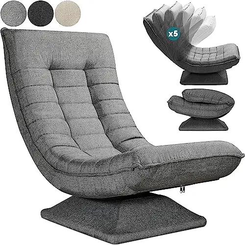 Casaria® verstellbarer Dreh- und Klappsessel, gepolstert, 150kg, Grau, 60x105x87cm für Wohnzimmer, Gaming & Lounge