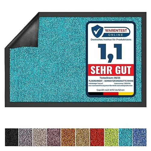 Floordirekt Schmutzfangmatte Rhine – waschbar, rutschfest, 60x90 cm, türkis