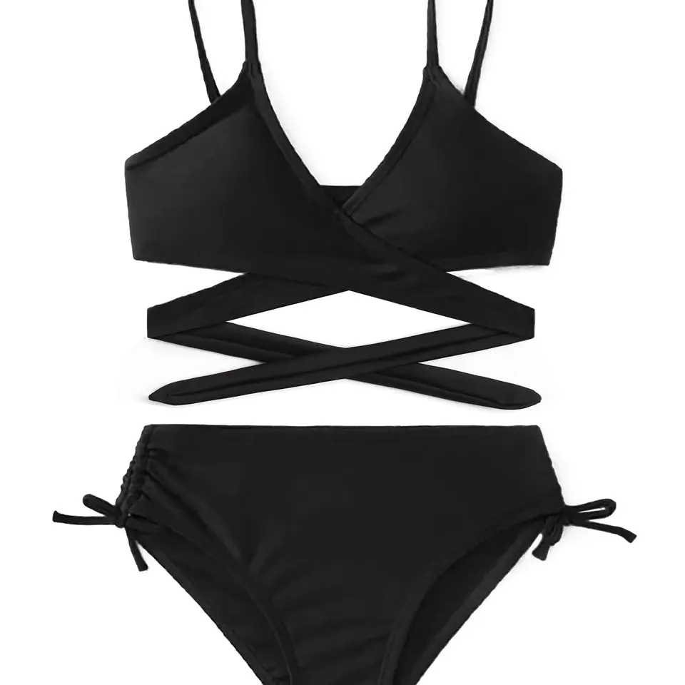 Arshiner Mädchen Badeanzug Bikini Set Zweiteilig, Schwarz, 6-7 Jahre