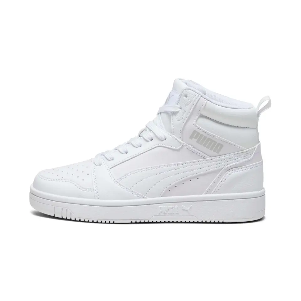 PUMA Unisex Kinder Rebound V6 Mid Jr Turnschuhe, Weiß/High Light Gray, EU 38,5