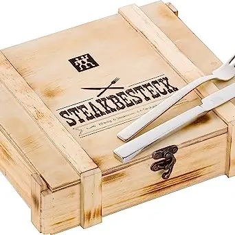 ZWILLING Steakbesteck Set 12 Stück in Holzbox, für 6 Personen, spülmaschinenfest, Edelstahl