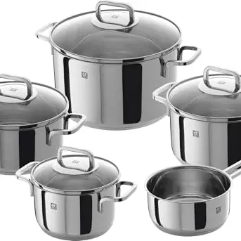 ZWILLING Quadro 5-teiliges Kochtopf-Set mit Glasdeckel, induktionsgeeignet, Edelstahl