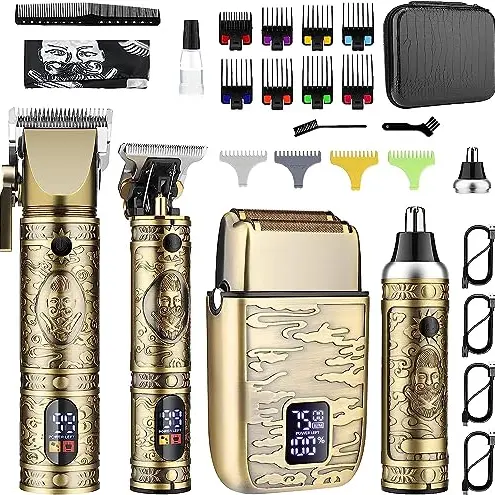 Suttik Haarschneider Set für Männer – Kabelloser Trimmer mit LCD-Display für Haar- und Bartpflege