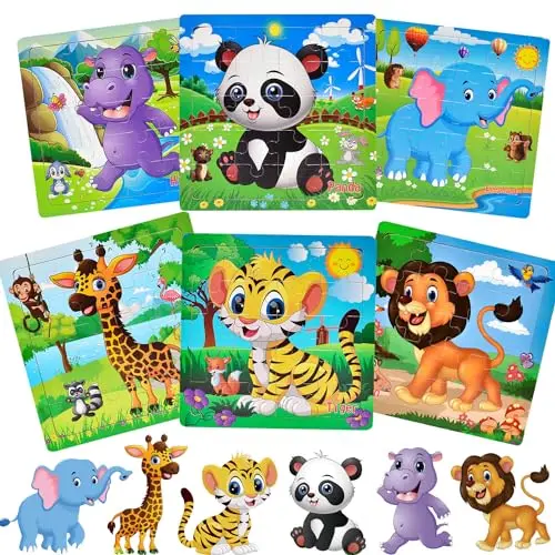 Rahmenpuzzle für Kinder, 20 Teile, Tierthema - Kognitives Holzpuzzle, tolles Geburtstagsgeschenk