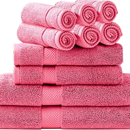 Simpli-Magic Badetuch-Set, 10-teilig, saugfähige Baumwolltücher in Rosa