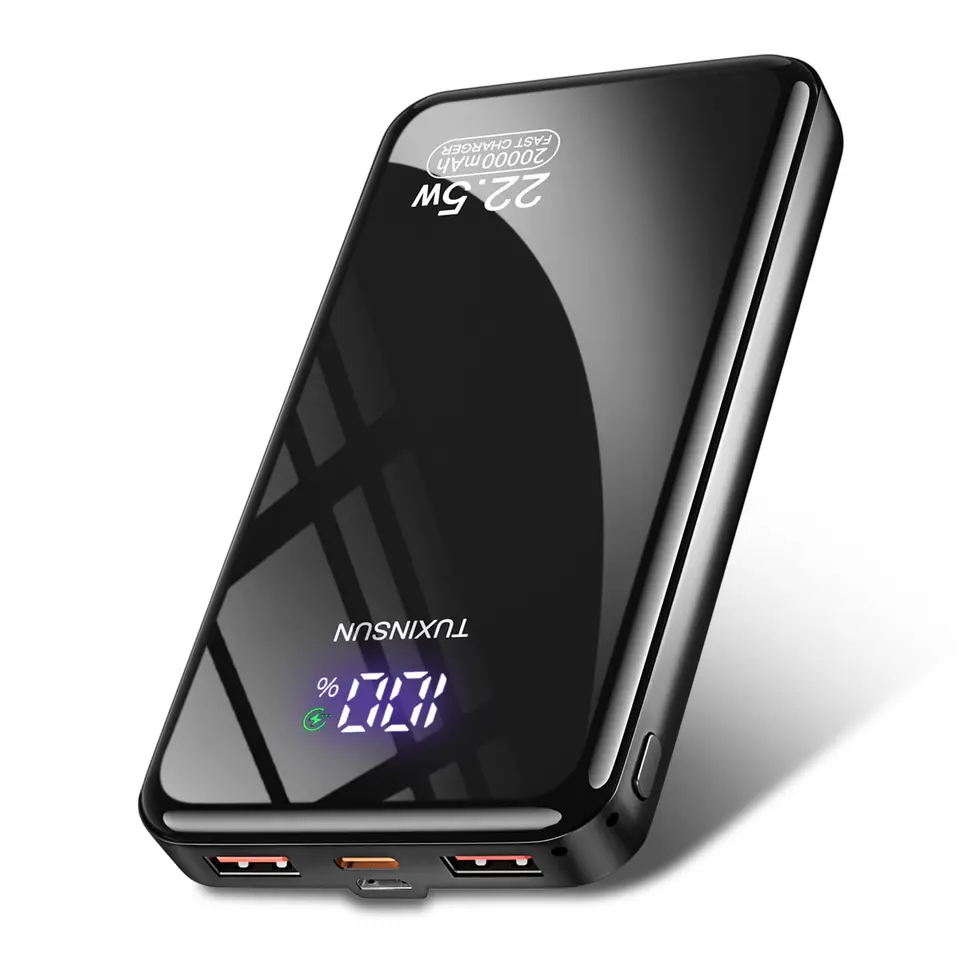 Power Bank 20000 mAh 22.5 W PD3.0 QC4.0 Externe Powerbank mit LCD-Display, USB-C, Schnellladen, Tragbares Ladegerät für Smartphones