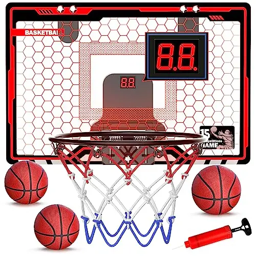 Hot Bee Mini Basketballkorb für Kinder mit Beleuchtung und elektronischer Anzeigetafel