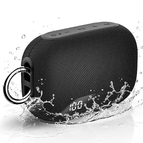 Bluetooth Lautsprecher, wasserfest, mit LED, kraftvoller Bass, 24h Akku, TWS, USB & TF, ideal für Outdoor, Party & Reisen