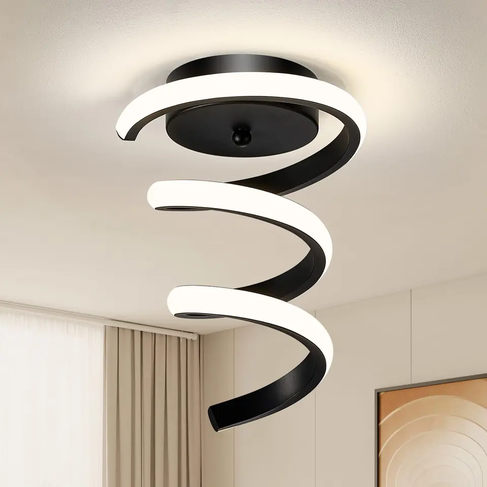 WOKNOS LED Deckenlampe, modern, 24W, 4000K, Ø20cm, schwarz, für Flur, Schlafzimmer, Esszimmer, Badezimmer, Balkon, Treppenhaus, Wohnzimmer