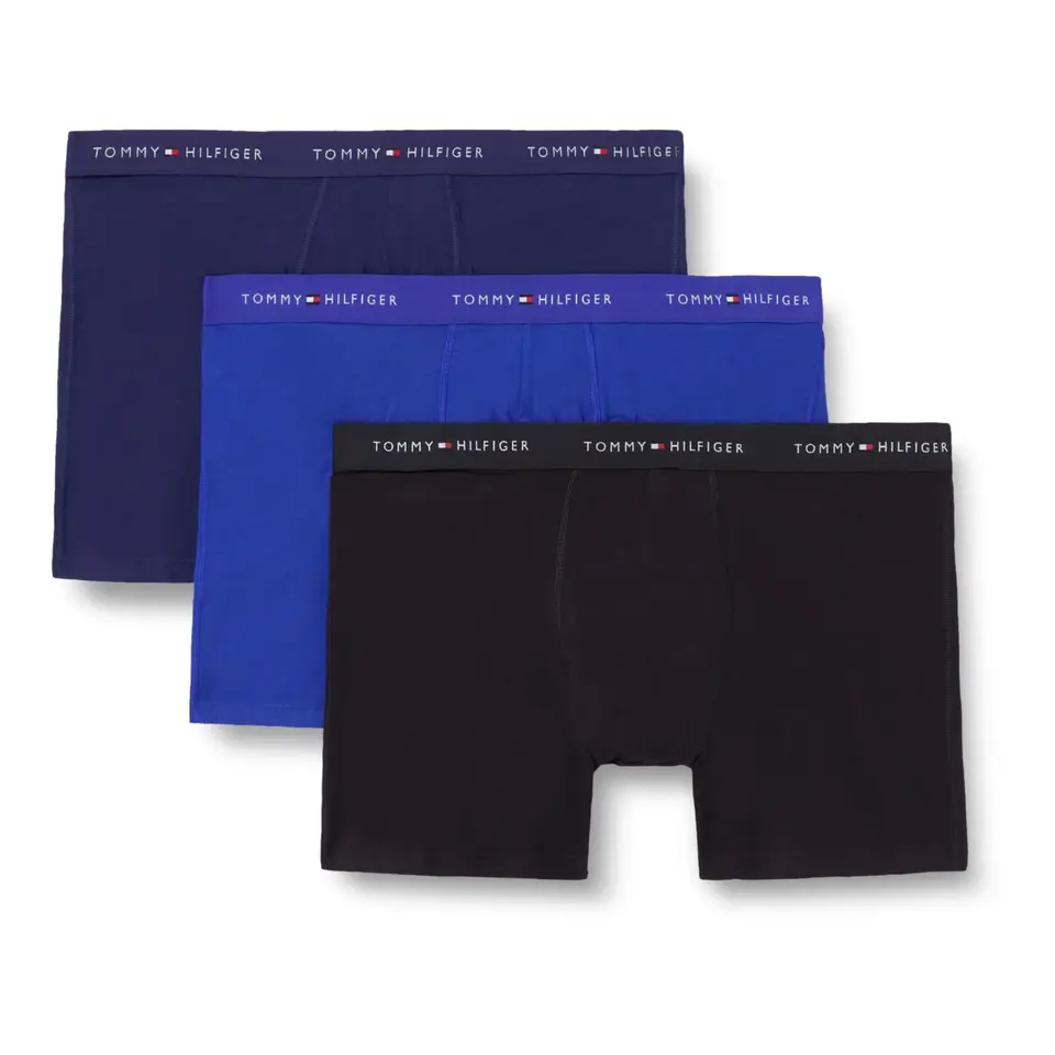 Tommy Hilfiger Herren 3er Pack Boxershorts mit Logobund, Mehrfarbig (Nob Blue/PRP Navy/Black), XXL