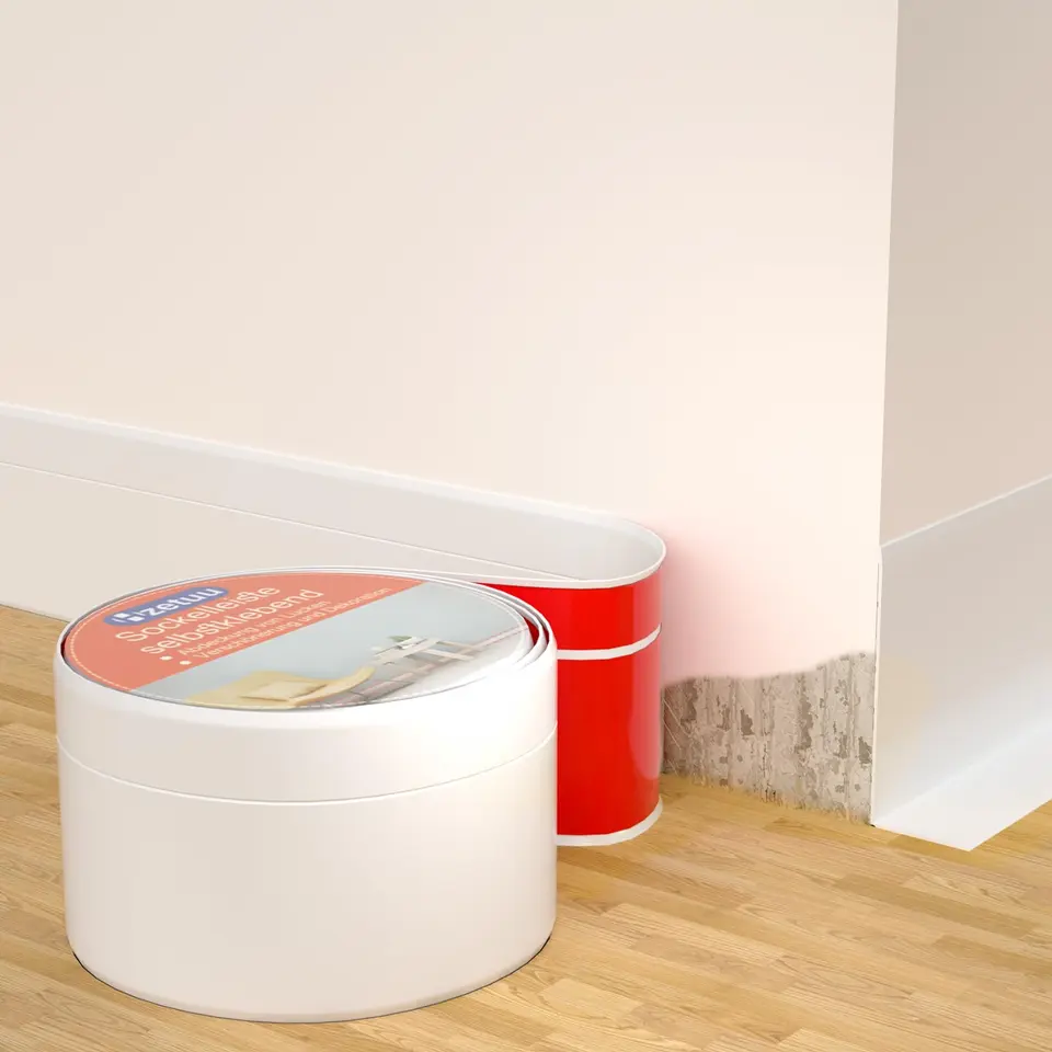 Flexibel selbstklebende Sockelleiste 15m, einfache Montage ohne Bohren, geeignet für Altbau & moderne Räume, weiß