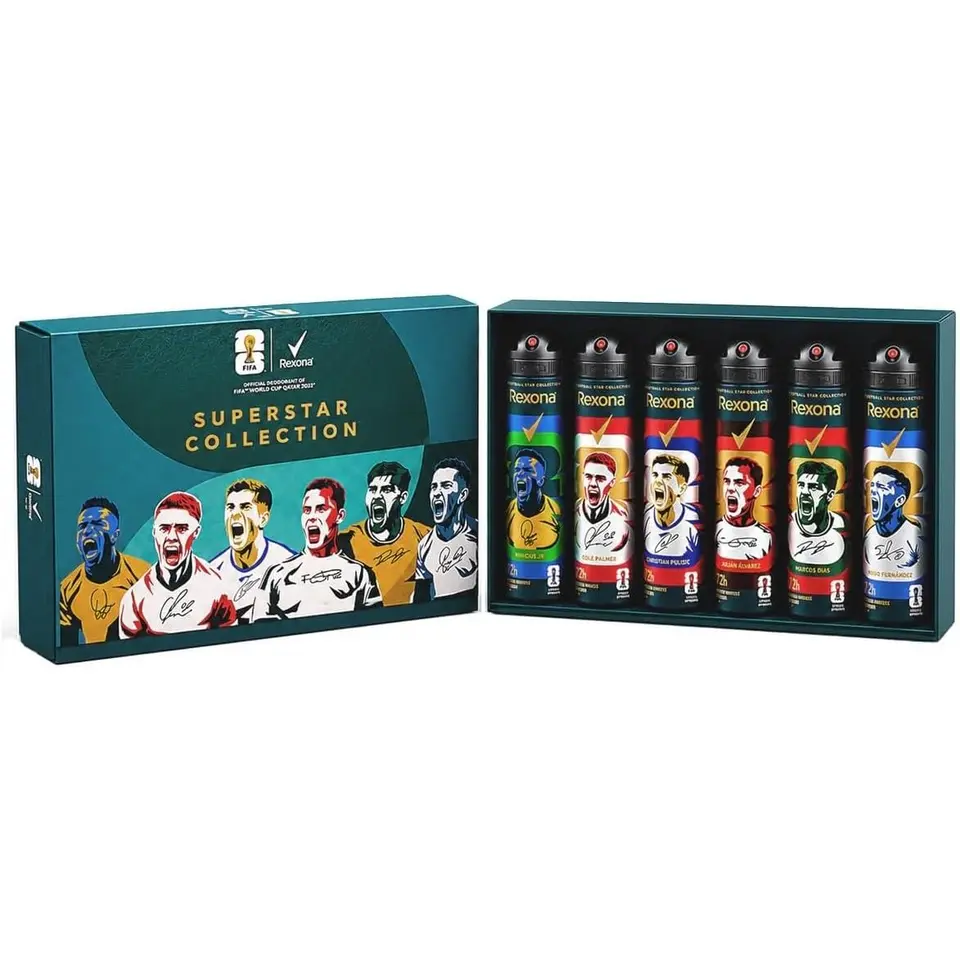Rexona FIFA World Cup 2026TM Geschenkset, Anti-Transpirant Deo-Spray für Männer, 72h Schutz, Invisible Ice Fresh, 6 x 150ml